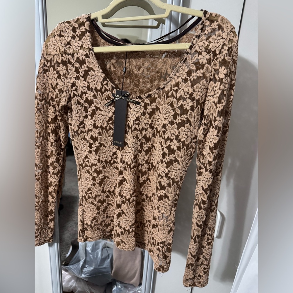 Supertrash Floral Lace Long Sleeve Top Medium NEW
